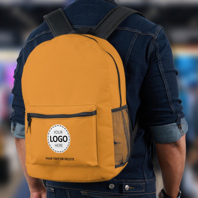 Logo & Text Upload Orange Printed Backpack (Creator Uploaded)