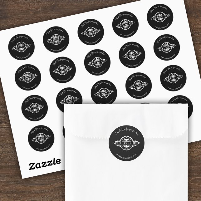 Logo / Thank You Black Round Stickers Sheet (Creator Uploaded)