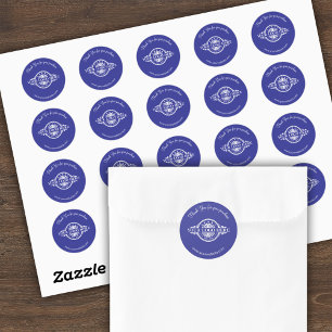 Logo / Thank You Blue Round Stickers Sheet
