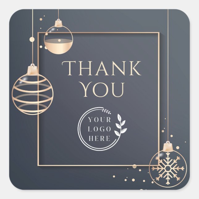 Logo Thank You Christmas Holidays Corporate Modern Square Sticker (Front)