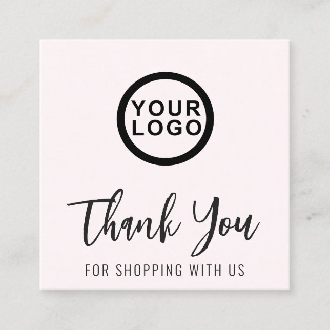 Logo Thank You Elegant Modern Square Business Card (Front)