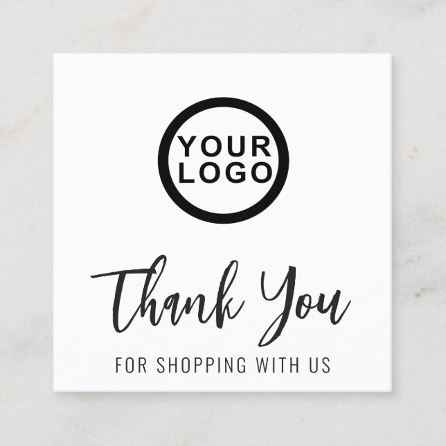 Logo Thank You Elegant Modern Square Business Card (Front)