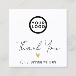 Logo Thank You Modern Heart Square Business Card
