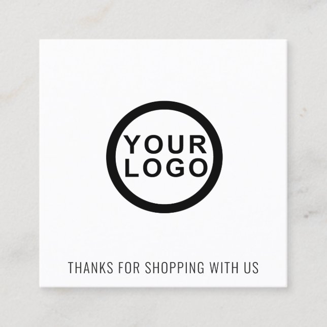 Logo | Thank You Modern Square Business Card (Front)