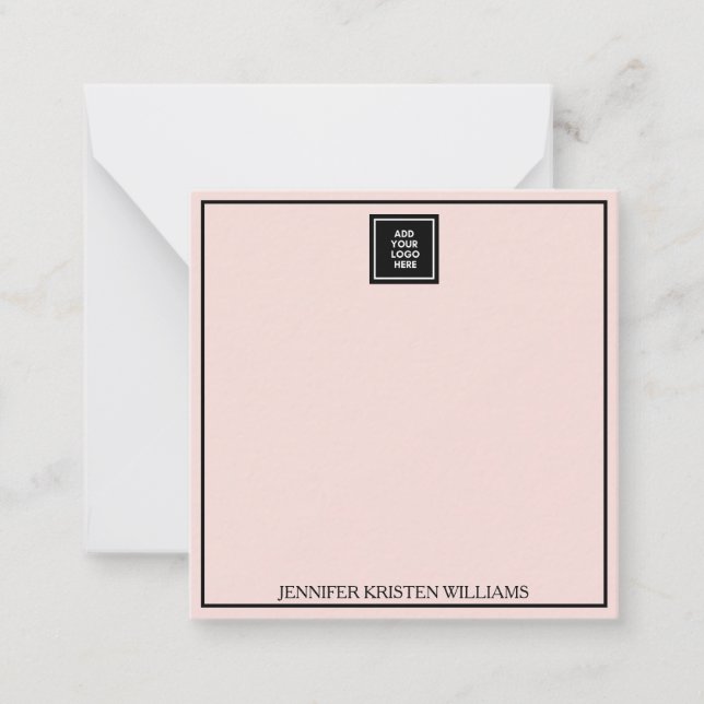Logo Thin Border Personalised Blush Pink Elegant  Card (Front)