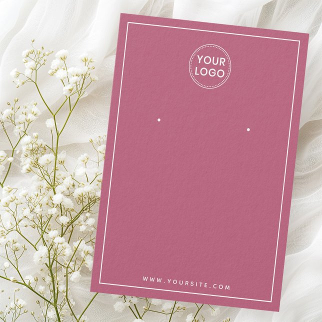 Logo thin border rose mauve earring display card (Logo thin border rose mauve earring display card)