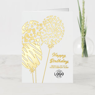 Logo Three Playful Balloons Business Birthday Foil Holiday Card