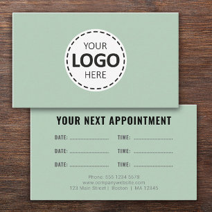 Logo Upload Modern Simple Appointment Olive Green Business Card