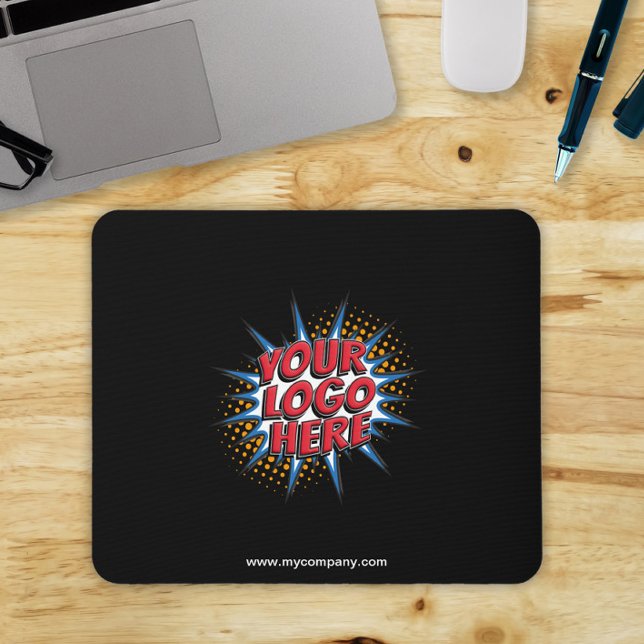 Logo Upload Modern Simple Black Mouse Mat (Creator Uploaded)