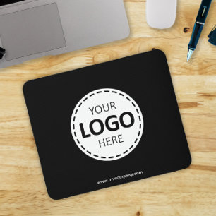 Logo Upload Modern Simple Black Mouse Mat