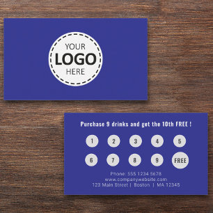 Logo Upload Modern Simple Blue Loyalty Business Card