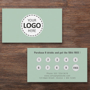 Logo Upload Modern Simple Olive Green Loyalty Business Card