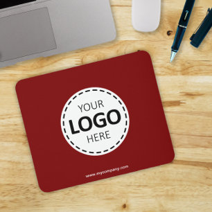 Logo Upload Modern Simple Red Mouse Mat