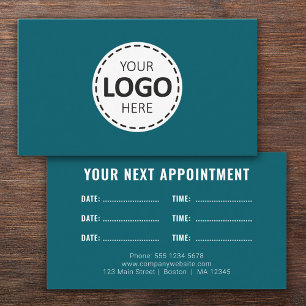 Logo Upload Modern Simple Teal Appointment Business Card