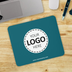 Logo Upload Modern Simple Teal Mouse Mat