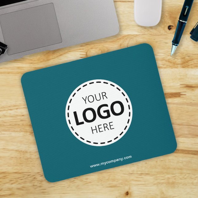 Logo Upload Modern Simple Teal Mouse Mat (Creator Uploaded)