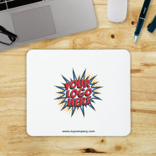 Logo Upload Modern Simple White Mouse Mat