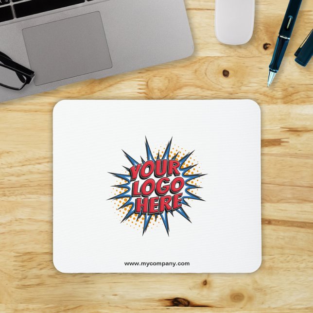 Logo Upload Modern Simple White Mouse Mat (Creator Uploaded)