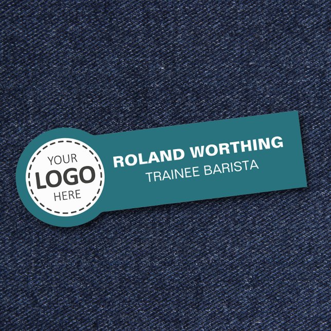 Logo Upload - Teal Simple Modern Staff Name Tag (Creator Uploaded)