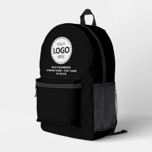Logo & Web URL / Text Upload Promotional Black Printed Backpack