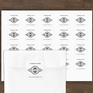 Logo & Website Custom White Square Stickers Sheet