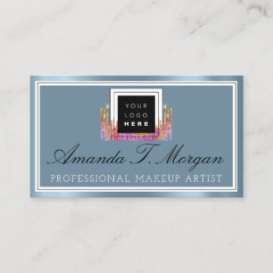 Logo Wedding Event Planner Holograph Smoky Blue Business Card