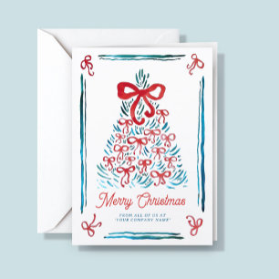 Logo Whimsical Charming Christmas Tree Business Holiday Card