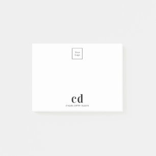 Logo white black monogram business company post-it notes