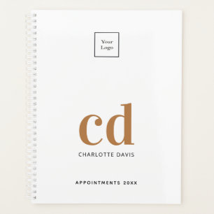 Logo white gold monogram initials business 2023 planner