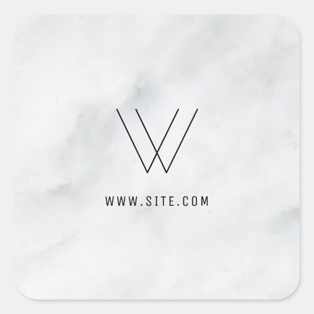 Logo White Marble Square Sticker (Front)