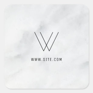 Logo White Marble Square Sticker