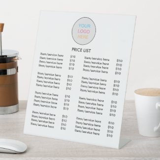 Logo White Modern Price List Pedestal Sign