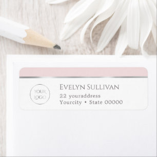 Logo white pink silver return address label