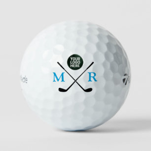 Logo with Blue Initials Monogram Golf Balls
