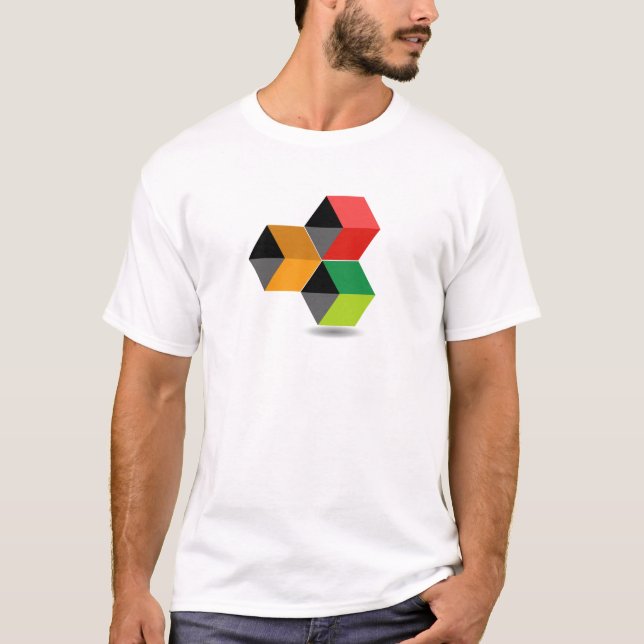 Logo with colourful cubes and shadow T-Shirt (Front)