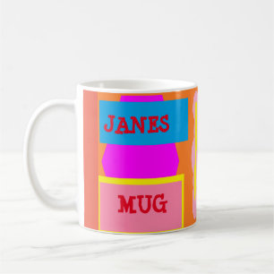 LOGO with Janes name fun design mixed colours Coffee Mug
