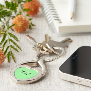 Logo With Light Green Background on Heart Metal Key Ring