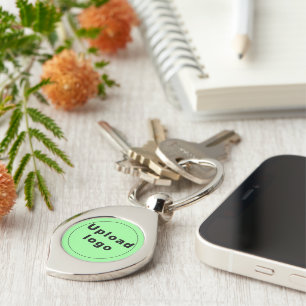 Logo With Light Green Background on Swirl Metal Key Ring
