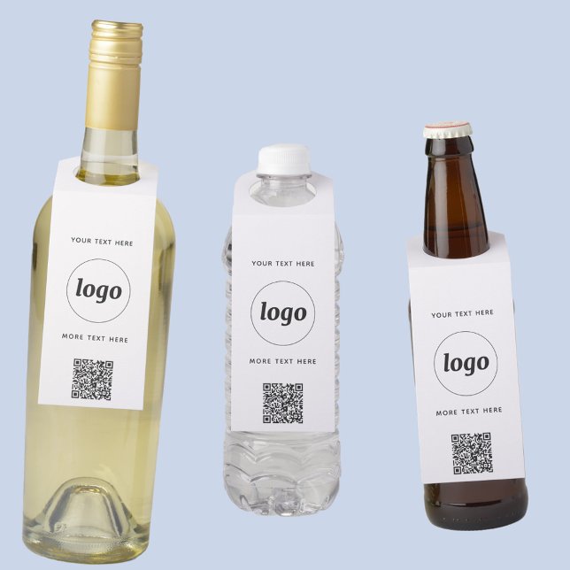 Logo with QR code and Text Business Promotional Bottle Tag (Logo QR code custom text business promotional bottle hanger price label)