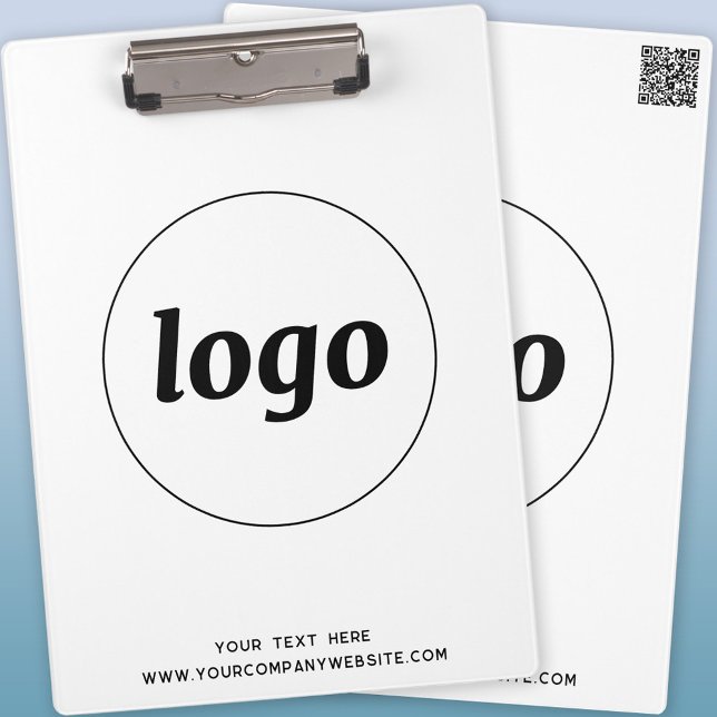 Logo with Text and QR Code Business Clipboard (Logo QR code and custom text business promotional clipboard)
