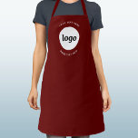 Logo With Text Business Promotional Burgundy Apron<br><div class="desc">Add your own logo and choice of text to this design.  Remove the top or lower text if you prefer.  Minimalist and professional.  Great for employee branding,  or as a promotional product for your clients and customers.</div>
