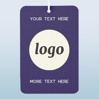 Logo With Text Business Promotional Navy Blue Car Air Freshener
