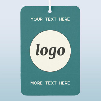 Logo With Text Business Promotional Teal Green Car Air Freshener