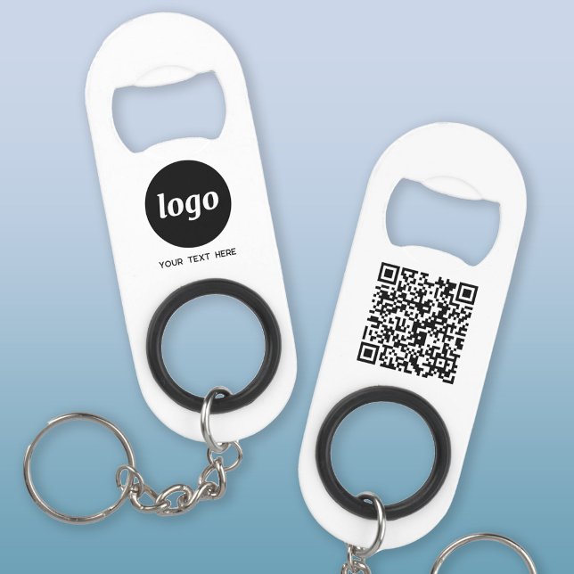 Logo With Text QR Code Business (Logo QR code custom text business promotional keychain bottle opener)