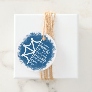 Logo'd Blue, White Snowflake Christmas Gift Tag