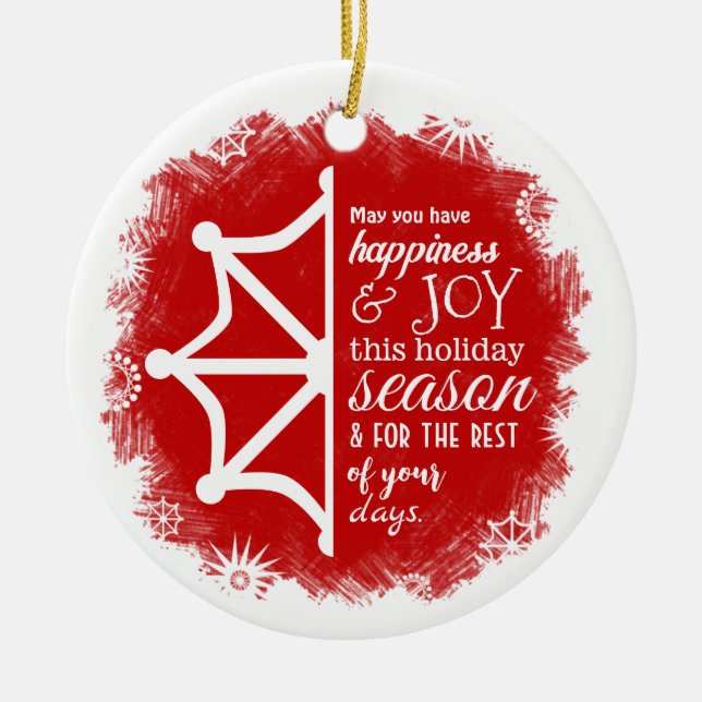 Logo'd Red Snowflake Christmas Ornament (Front)
