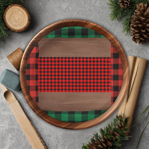 Logs Flannel Rustic Plaid Hearts Baby Shower Paper Plate