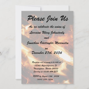logs in flames photograph invitation
