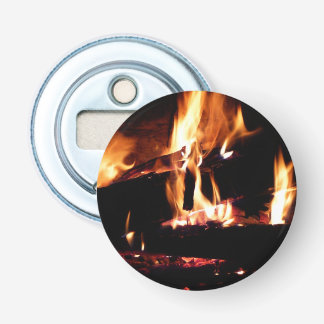 Logs in the Fireplace Warm Fire Photography Bottle Opener