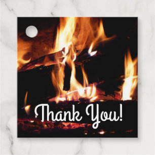 Logs in the Fireplace Warm Fire Photography Favour Tags